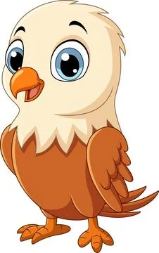 Cartoon little eagle on white background Stock Illustration