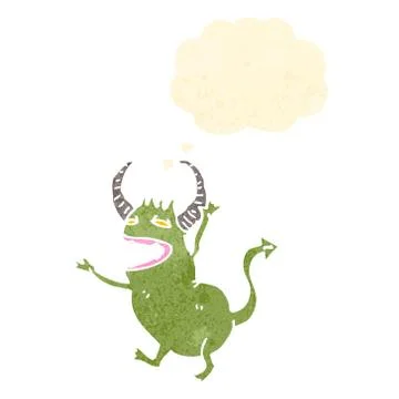 Cartoon little green devil 스톡 일러스트