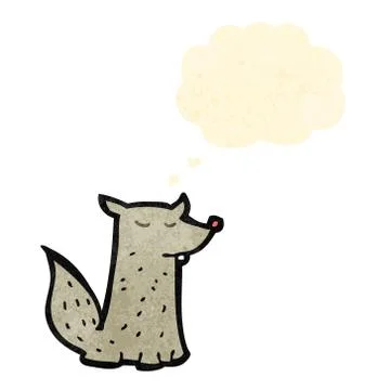 Cartoon little wolf with thought bubble Stock Illustration