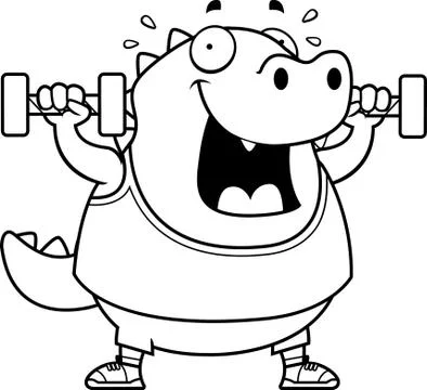 Cartoon Lizard Dumbbells 库存插图