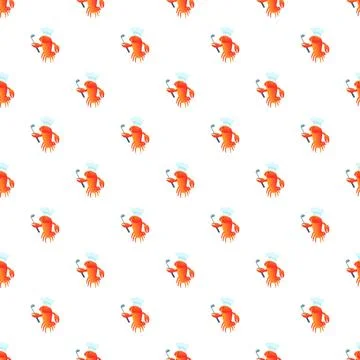 Cartoon lobster chef pattern with ladle 스톡 일러스트