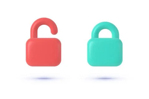 Cartoon lock 3d for concept design. Vector illustration Stock Illustration