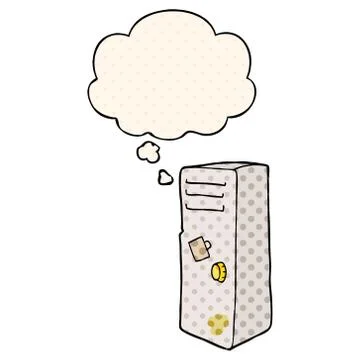 Cartoon locker and thought bubble in comic book style Stock Illustration