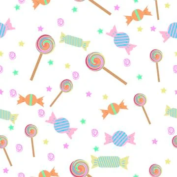 Cartoon lollipops seamless pattern. Stock Illustration