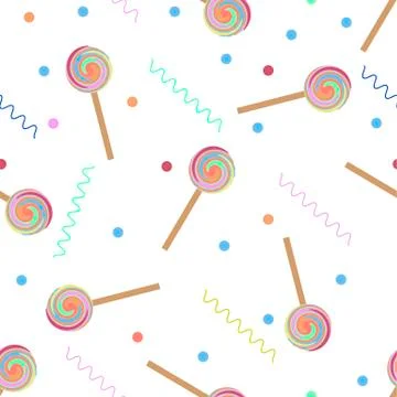 Cartoon lollipops seamless pattern. Stock Illustration