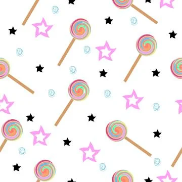 Cartoon lollipops seamless pattern. Stock Illustration