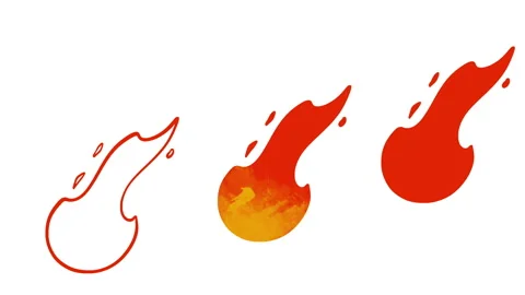 Cartoon loop animation fire or flame isolated on black and white background. Stock Footage 269158125