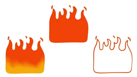 Cartoon loop animation fire or flame isolated on black and white background. Stock Footage 269160417