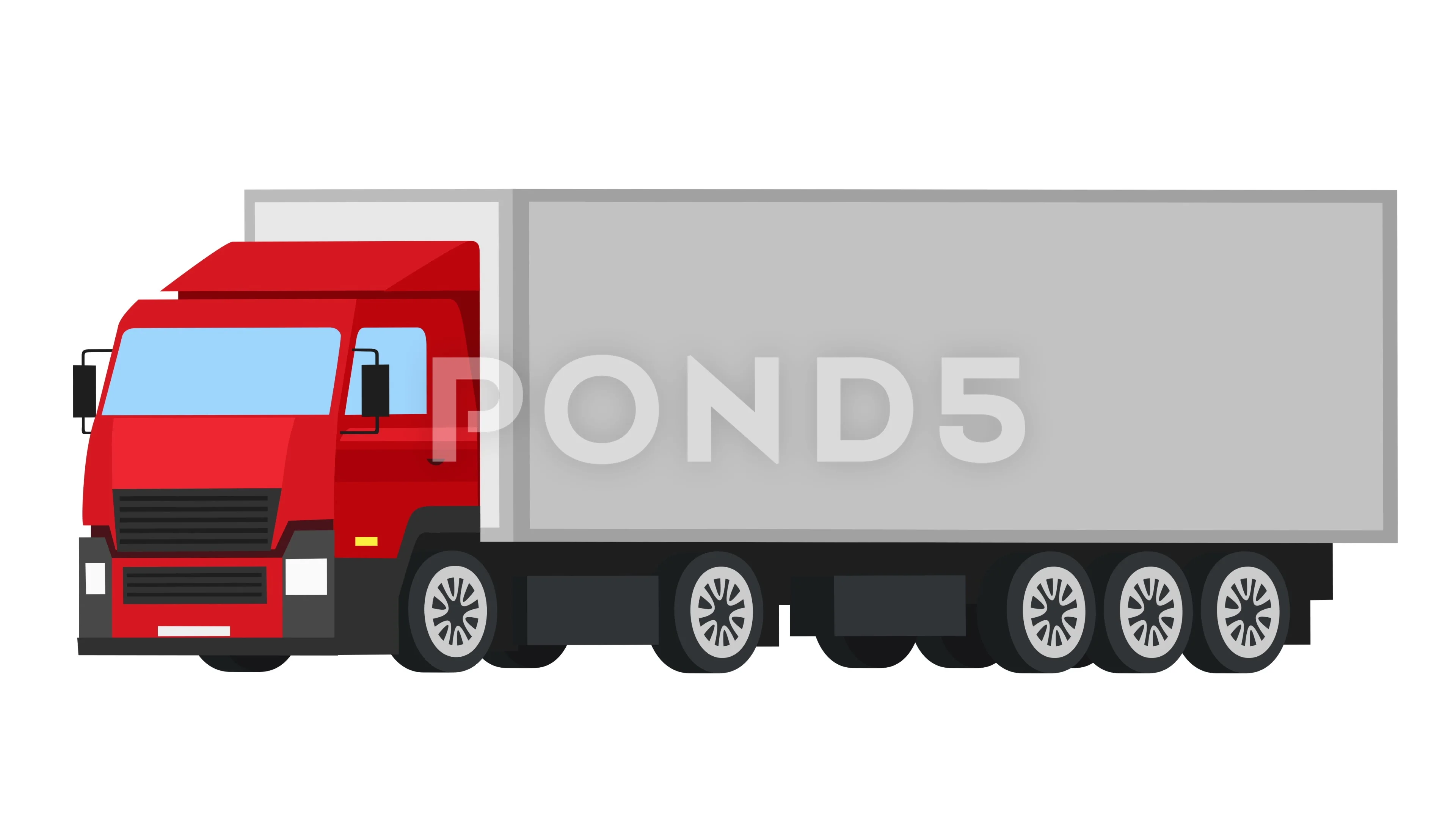 Cartoon Lorry Truck Red | Stock Video | Pond5