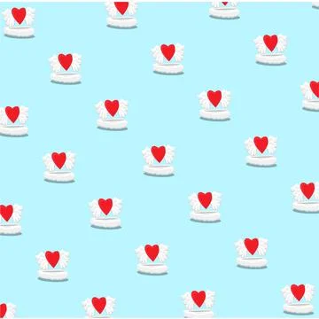 Cartoon Of Love On Clouds Pattern Background. Vector and Illustration. 스톡 일러스트