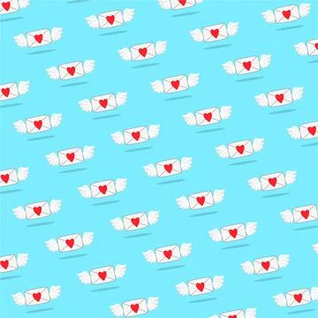 Cartoon Of Love Message  Pattern Background. Vector and Illustration. Stock Illustration