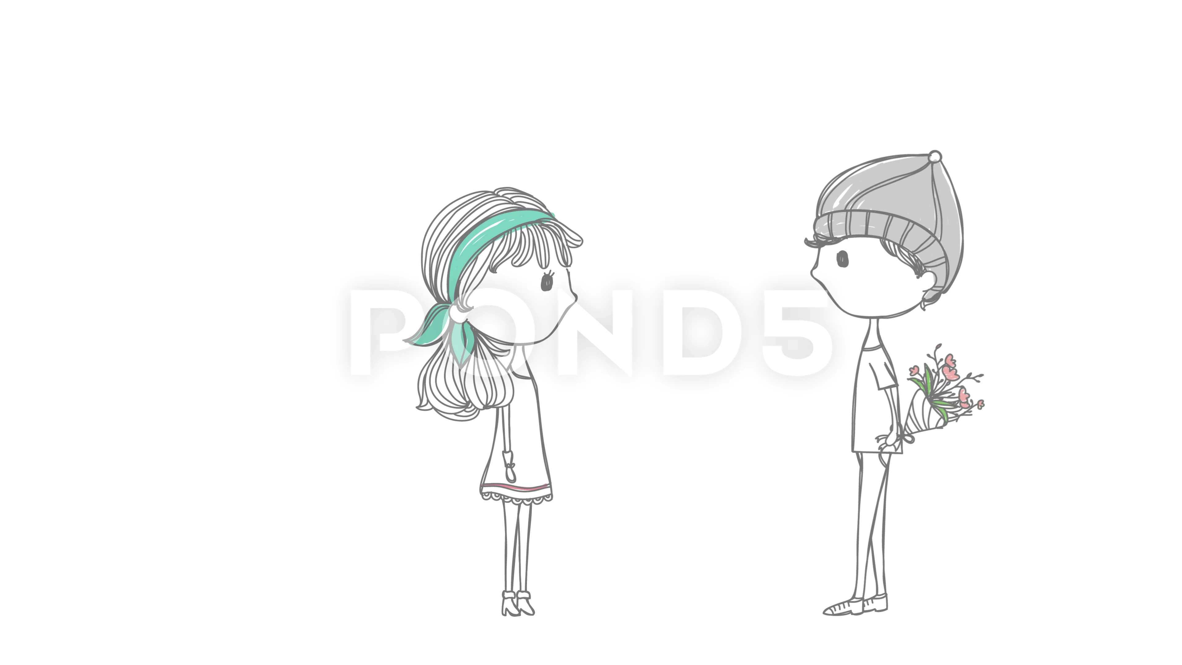 Cartoon lover couple with boy and girl i... | Stock Video | Pond5
