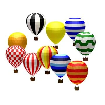 Cartoon low poly baloons 3D Model