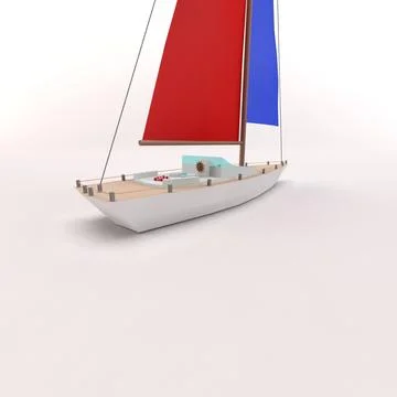 Cartoon low poly sailing yacht ~ 3D Model #91497606 | Pond5