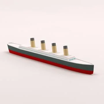 Cartoon low poly Titanic 3D Model