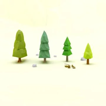 Cartoon low poly trees pack 2 ~ 3D Model #91497252 | Pond5