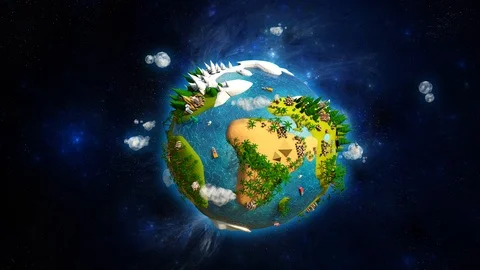 Cartoon Lowpoly Earth Planet Space Anima... | Stock Video | Pond5