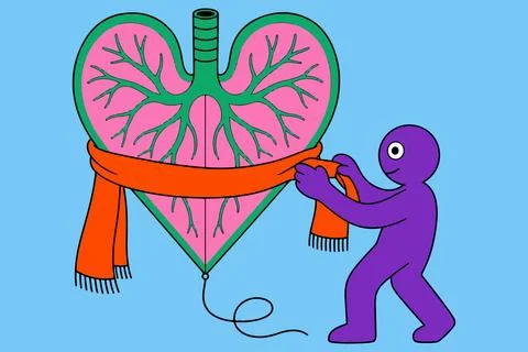 Cartoon Lungs with Scarf Stock Illustration