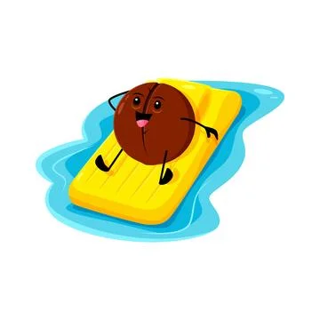 Cartoon macadamia nut float on inflatable mattress Stock Illustration