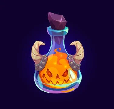 Cartoon magic fire spell witchcraft potion bottle Stock Illustration