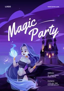 Cartoon magic party poster Stock Illustration
