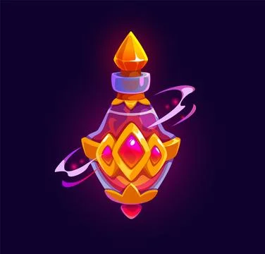 Cartoon magic potion bottle, alchemy elixir Illustration