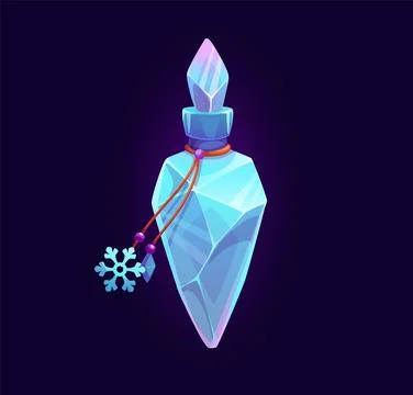 Cartoon magic potion bottle of ice, alchemy elixir Stock Illustration