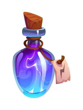 Cartoon magic potion bottle lightning energy spell Stock Illustration