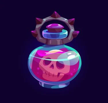 Cartoon magic potion bottle or Halloween elixir Stock Illustration