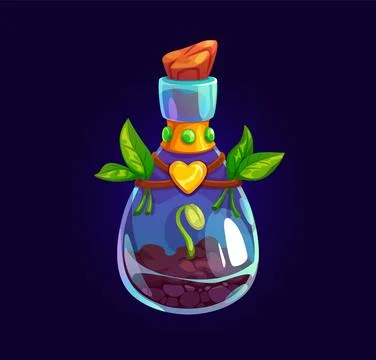 Cartoon magic potion bottles, alchemy elixir Illustrazione stock