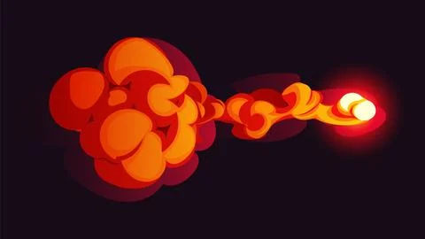 Cartoon magic red smoke effect, blast or spell Stockillustratie