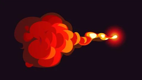 Cartoon magic red smoke, fireball with flame glow Stock Illustration