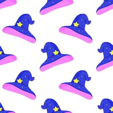Cartoon magic witch hat stargazer wizard magician. Halloween decorations. N.. Stock Illustration