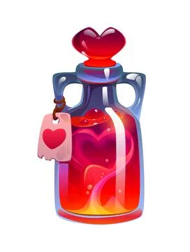 Cartoon magic witch potion bottle with love potion Illustration
