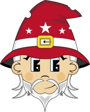 Cartoon Magical Wizard with Beard Head Stock-Illustration