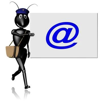 Cartoon mail ant  digital @ communication Stock Illustration