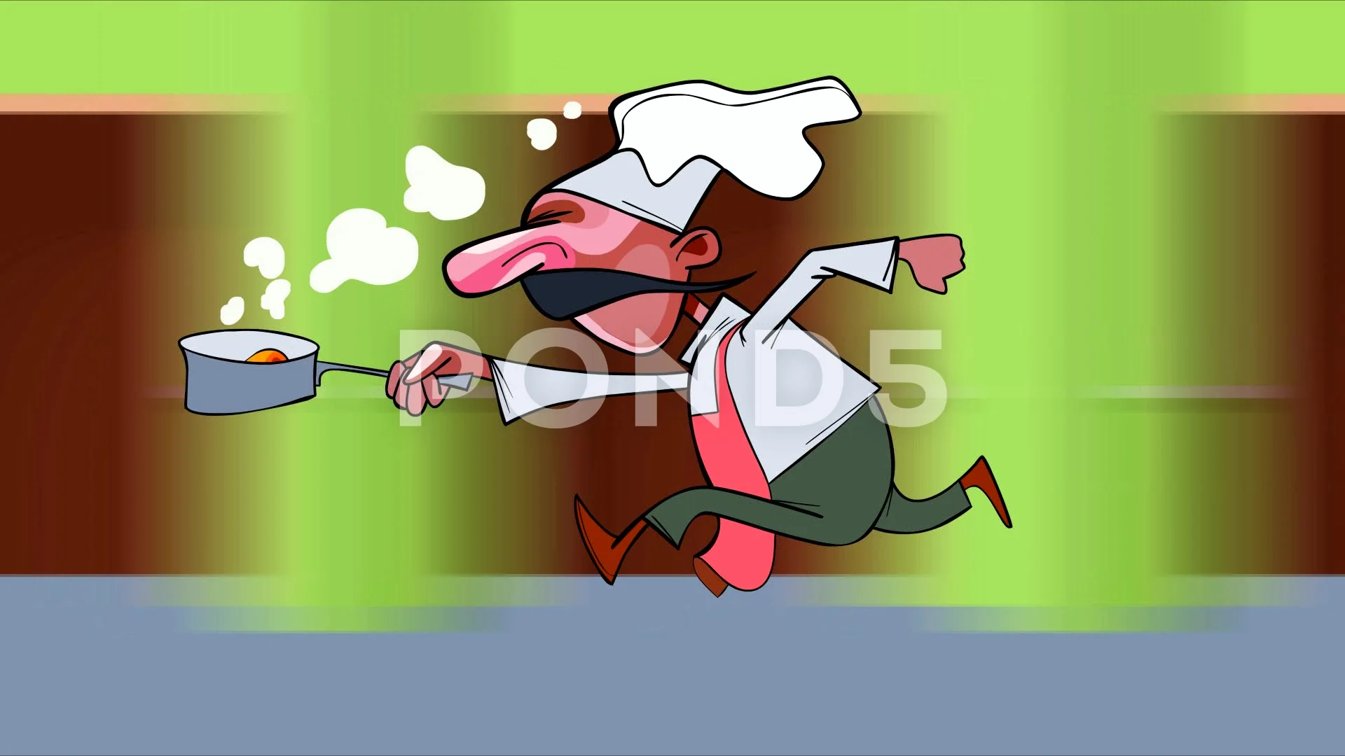 cartoon male chef running fast with hot ... | Stock Video | Pond5