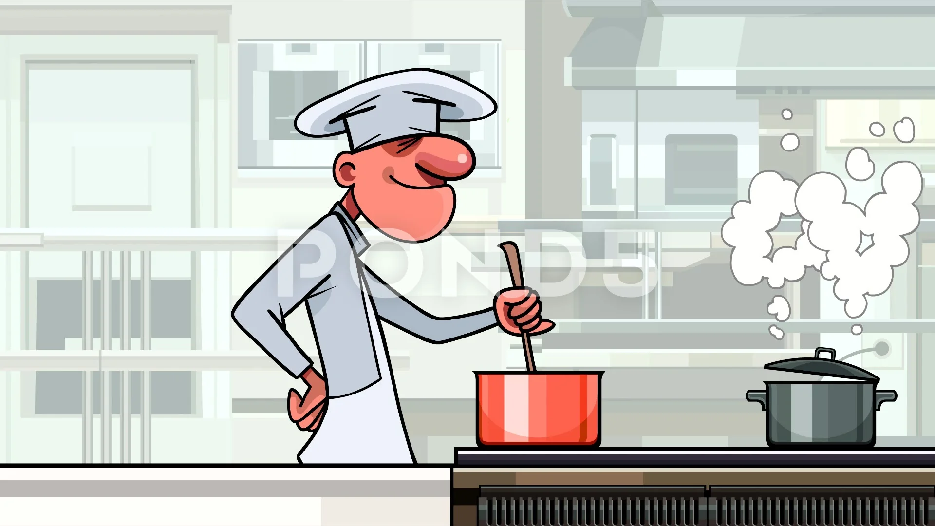 cartoon male chef trying food while cook... | Stock Video | Pond5