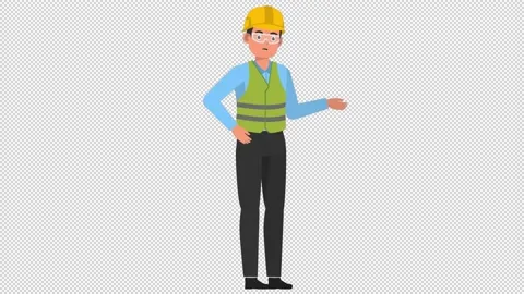 Cartoon male engineer characters talking on an alpha channel background Video stock 139950852