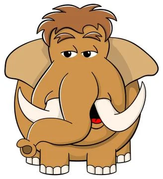Cartoon mammoth on white background Stock Illustration
