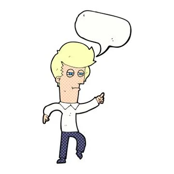 Cartoon man accusing with speech bubble Stock Illustration