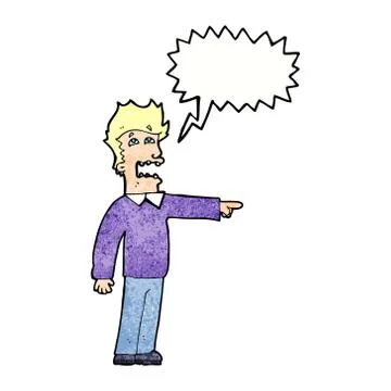 Cartoon man accusing with speech bubble Stock Illustration
