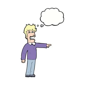 Cartoon man accusing with thought bubble Stock Illustration
