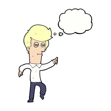 Cartoon man accusing with thought bubble Stock Illustration