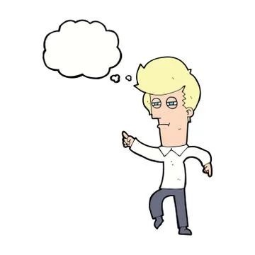 Cartoon man accusing with thought bubble Stock Illustration