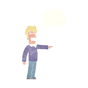 Cartoon man accusing with thought bubble Stock Illustration