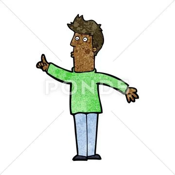 Cartoon man advising caution Stock Illustration