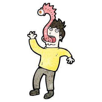 Cartoon man with alien parasite Illustrazione stock