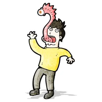 Cartoon man with alien parasite 스톡 일러스트
