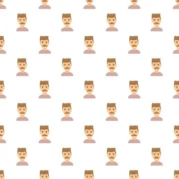 Cartoon man avatar pattern with mustache 库存插图